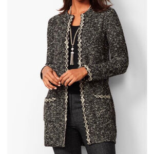 NWT Women's Talbots Black & White Shimmering Boucle Topper Cardigan M